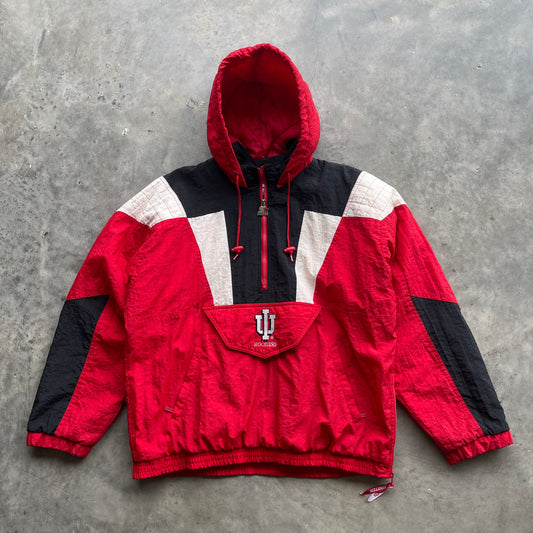 (L/XL) Vintage Indiana University Hoosiers 1/2 Zip Pullover Starter Jacket