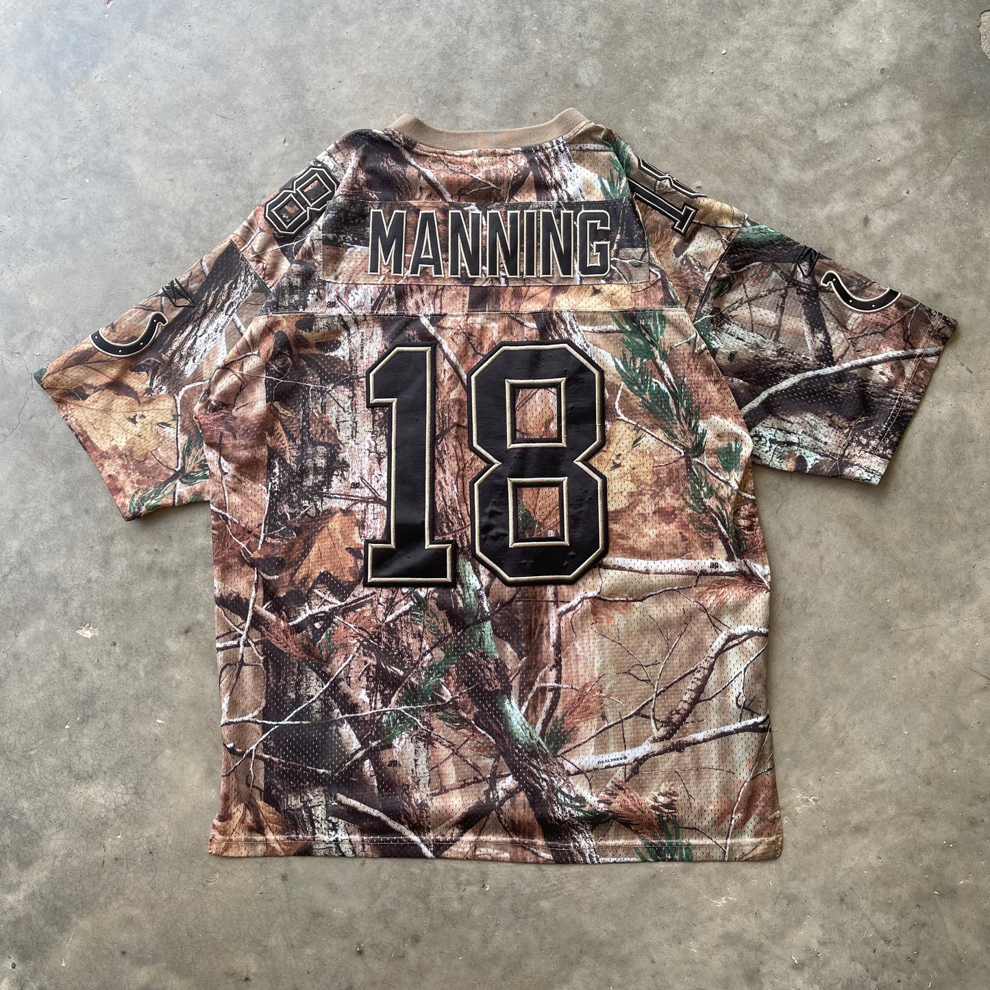(L) RealTree Hunting Camo Peyton Manning #18 Mesh Football Jersey