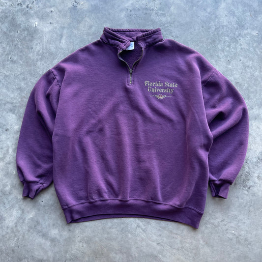 (XL) 90s Florida State University Seminoles Quarter Zip Sweater
