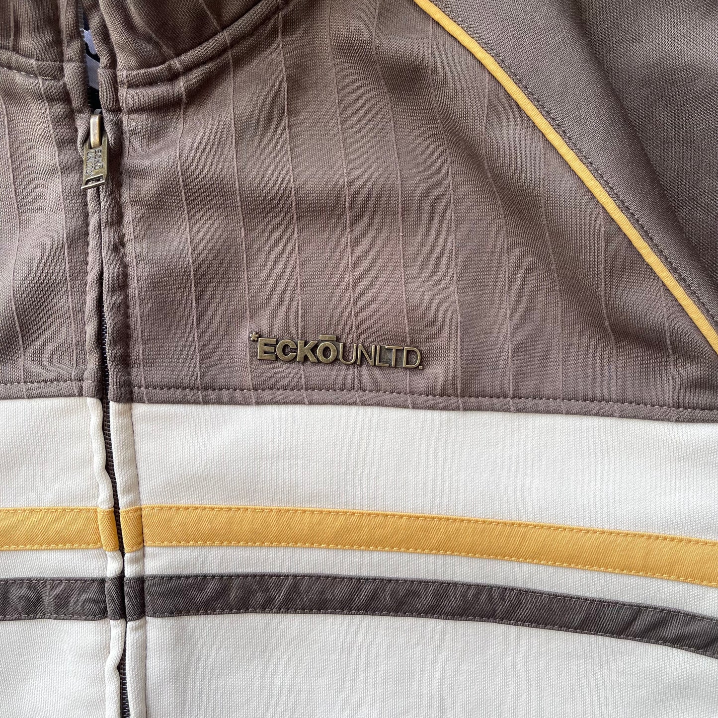 (L) Y2K Ecko Unltd Multi Colored Full Zip Brown Jacket
