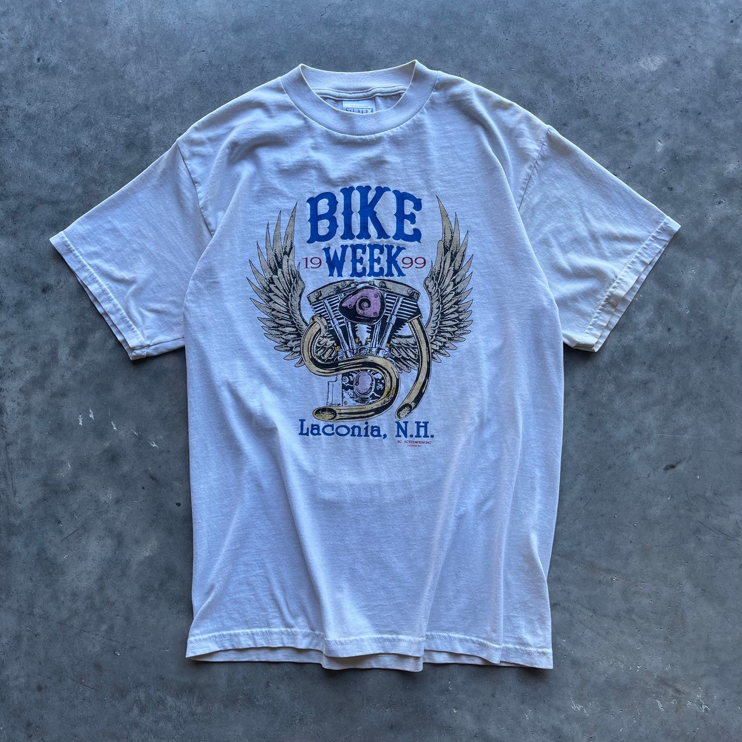 (S/M) '99 Laconia Bike Week Engine Motor Tee