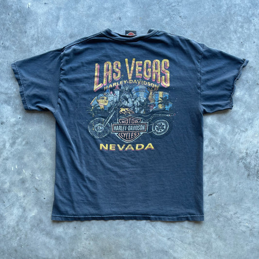 (M) 90s Harley Davidson Faded Las Vegas Lightning Tee