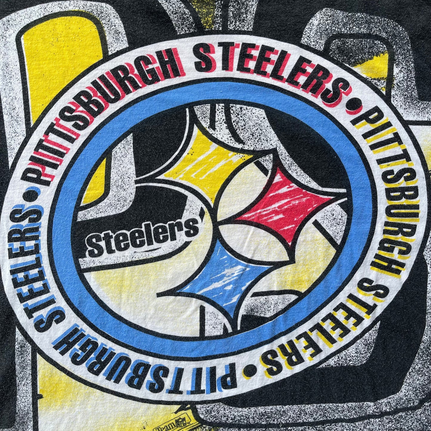 (S/M) 90s Pittsburgh Steelers NFL All Over Print Magic Johnson Tee