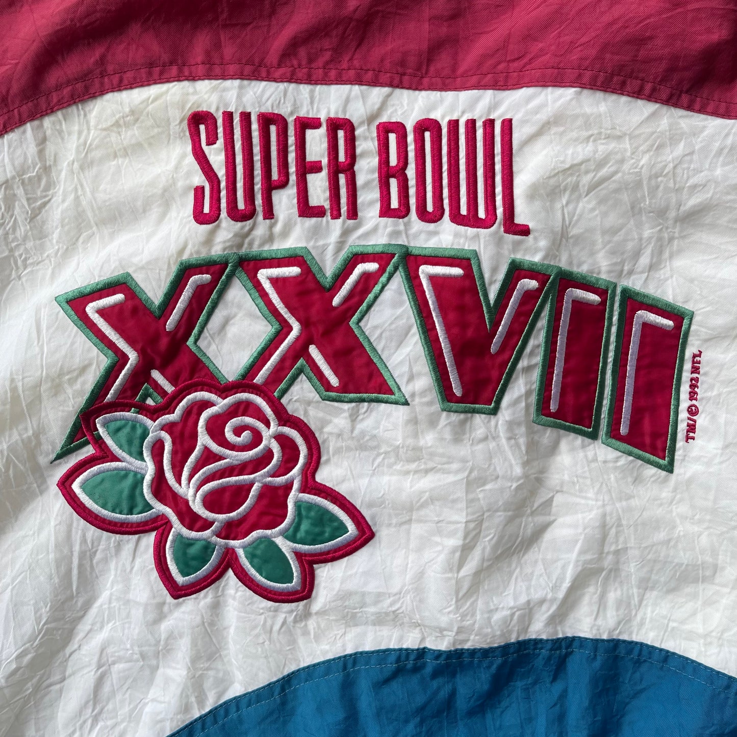 (L) ‘92 NFL Super Bowl 27 Rose Bowl Apex One Jacket Dallas Cowboys Windbreaker