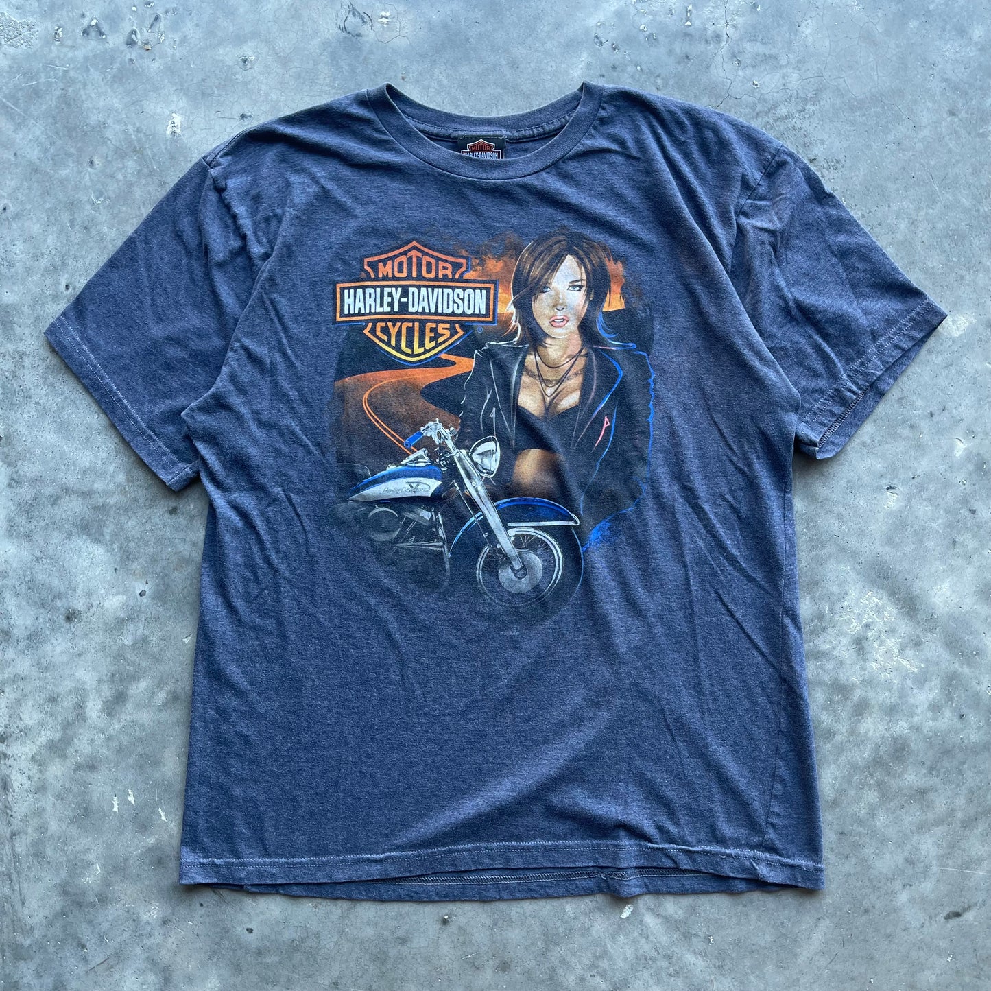 (M) Harley Davidson Biker Girl Tee