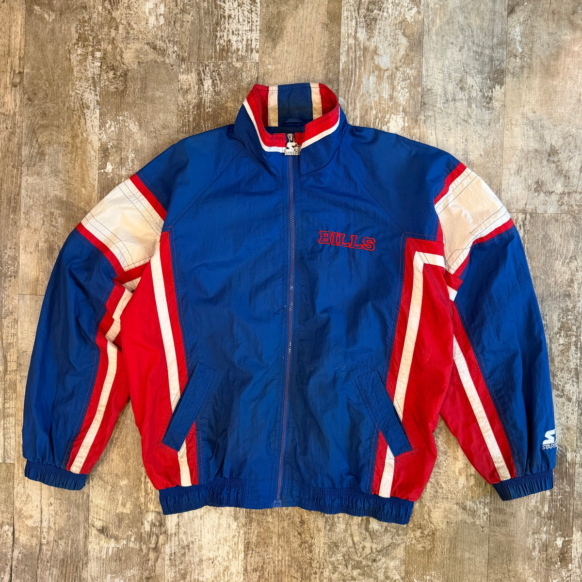 (L) Vintage 90s Buffalo Bills Starter Full Zip Windbreaker Jacket