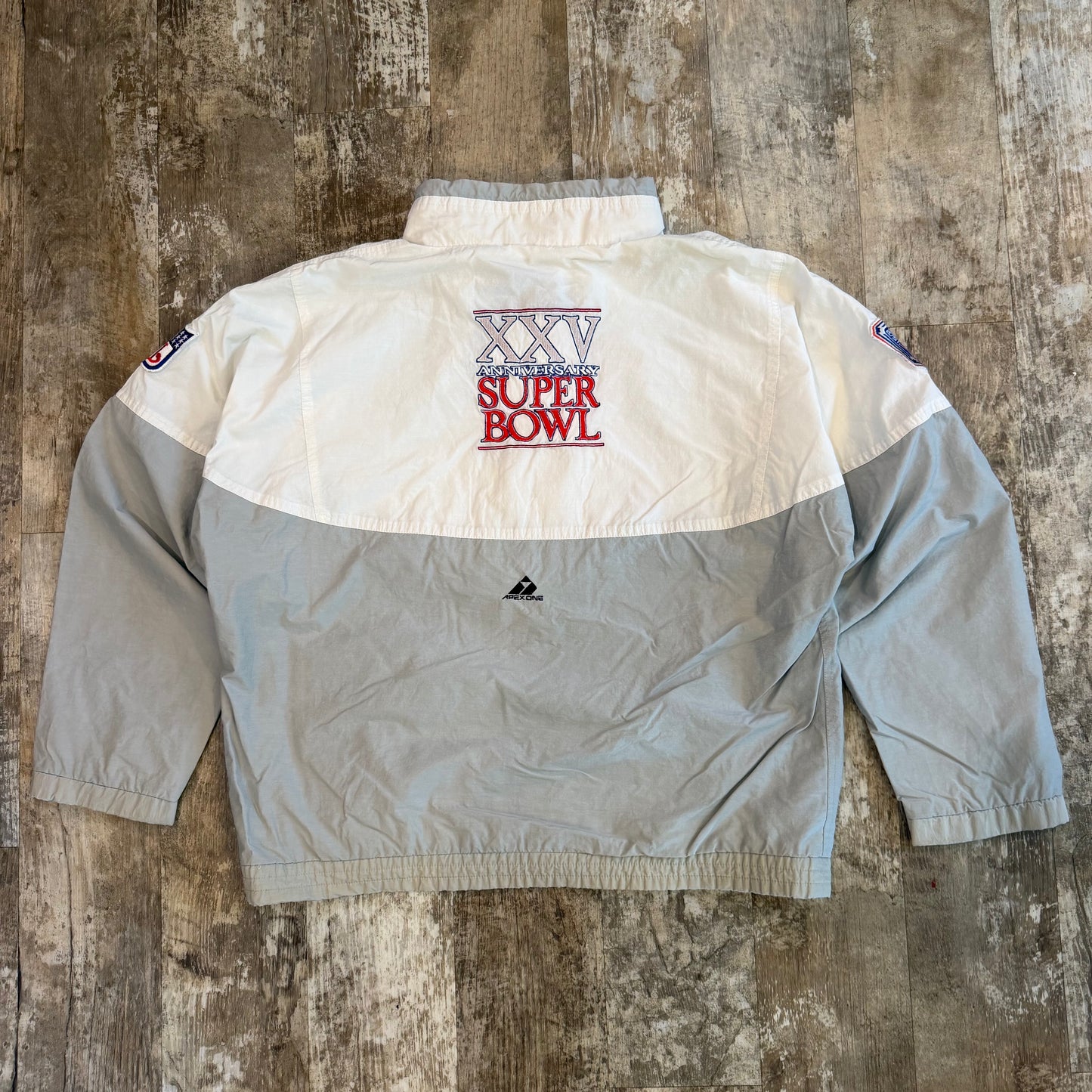 (L/XL) Vintage 1991 Super Bowl XXV Apex One Pullover Jacket