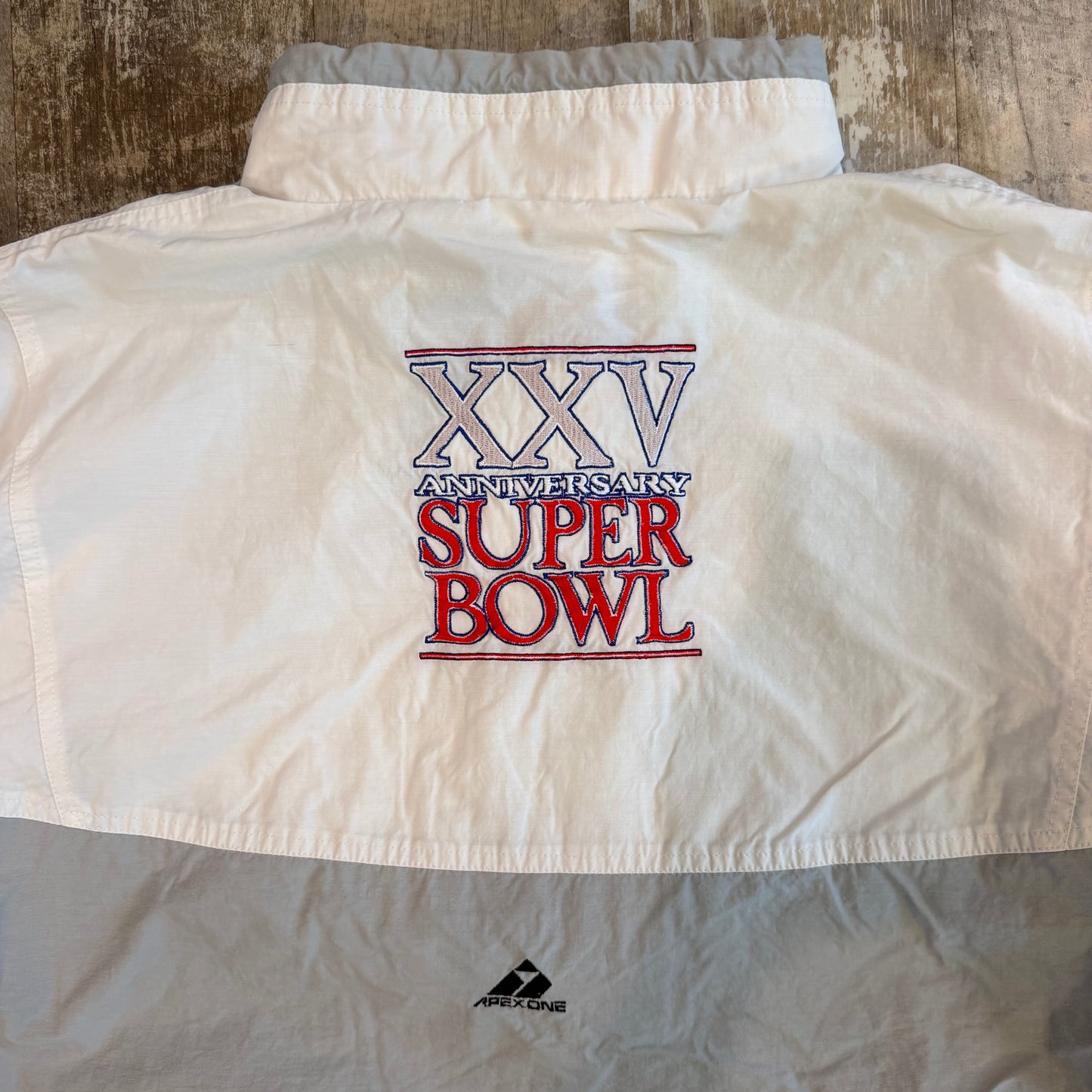 (L/XL) Vintage 1991 Super Bowl XXV Apex One Pullover Jacket