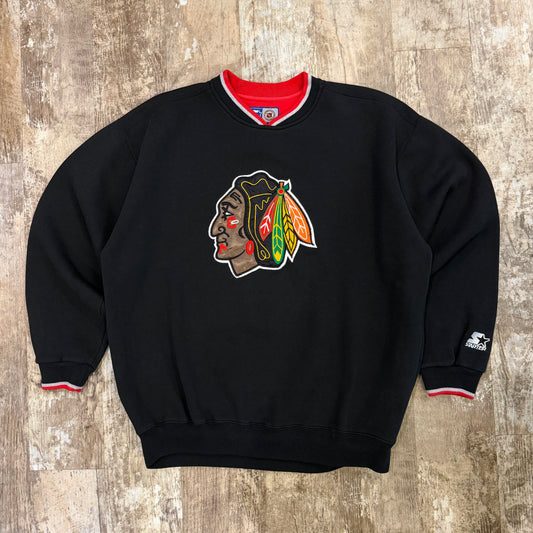 (XL) Vintage 1990s Chicago Blackhawks Starter Crewneck