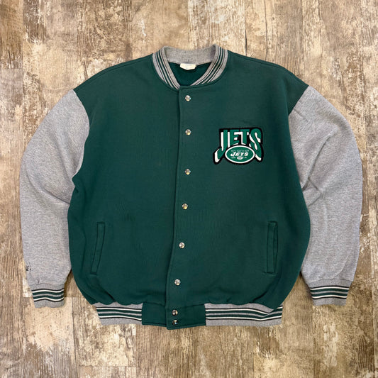 (L) Vintage 90s Majestic New York Jets Snap Varsity Jacket