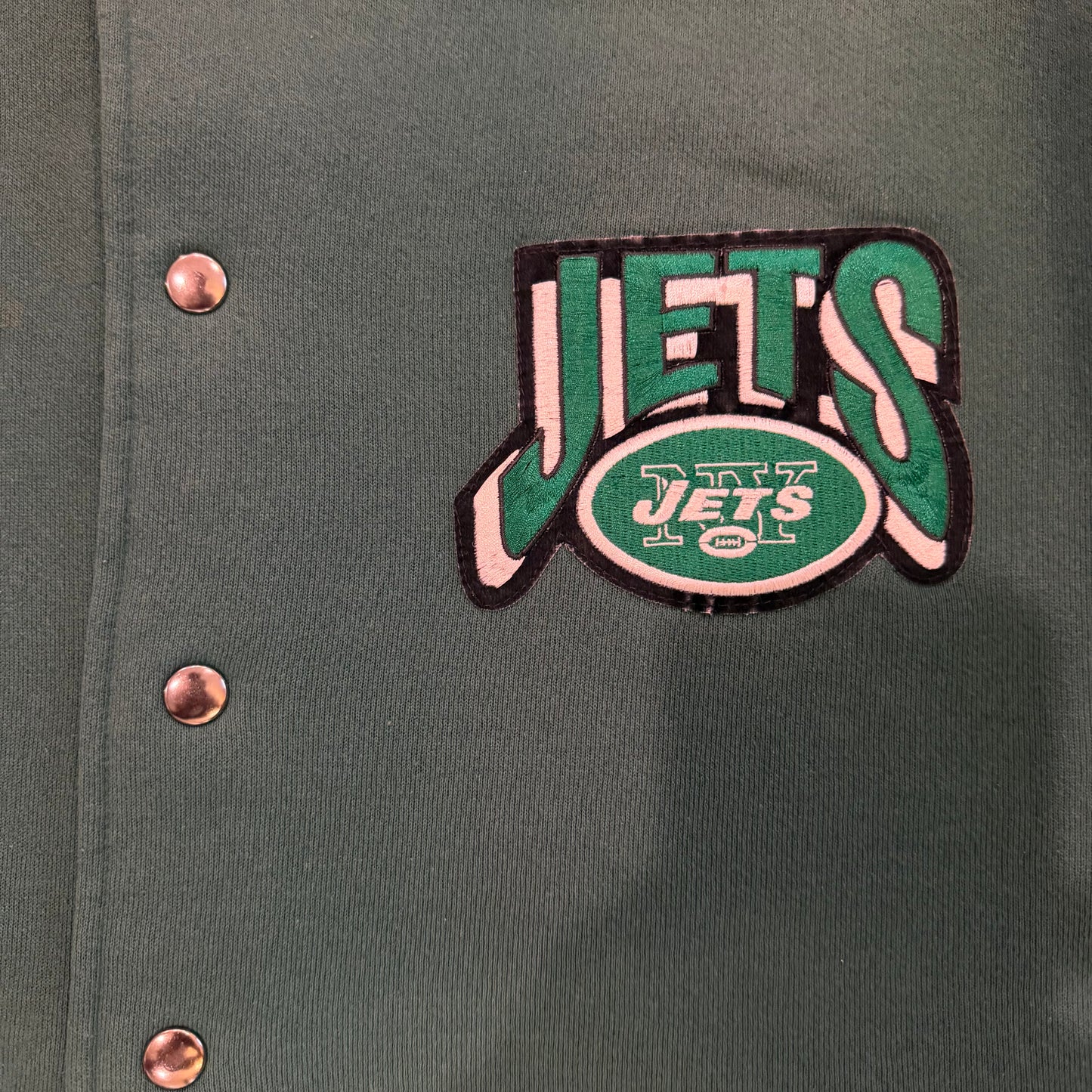 (L) Vintage 90s Majestic New York Jets Snap Varsity Jacket