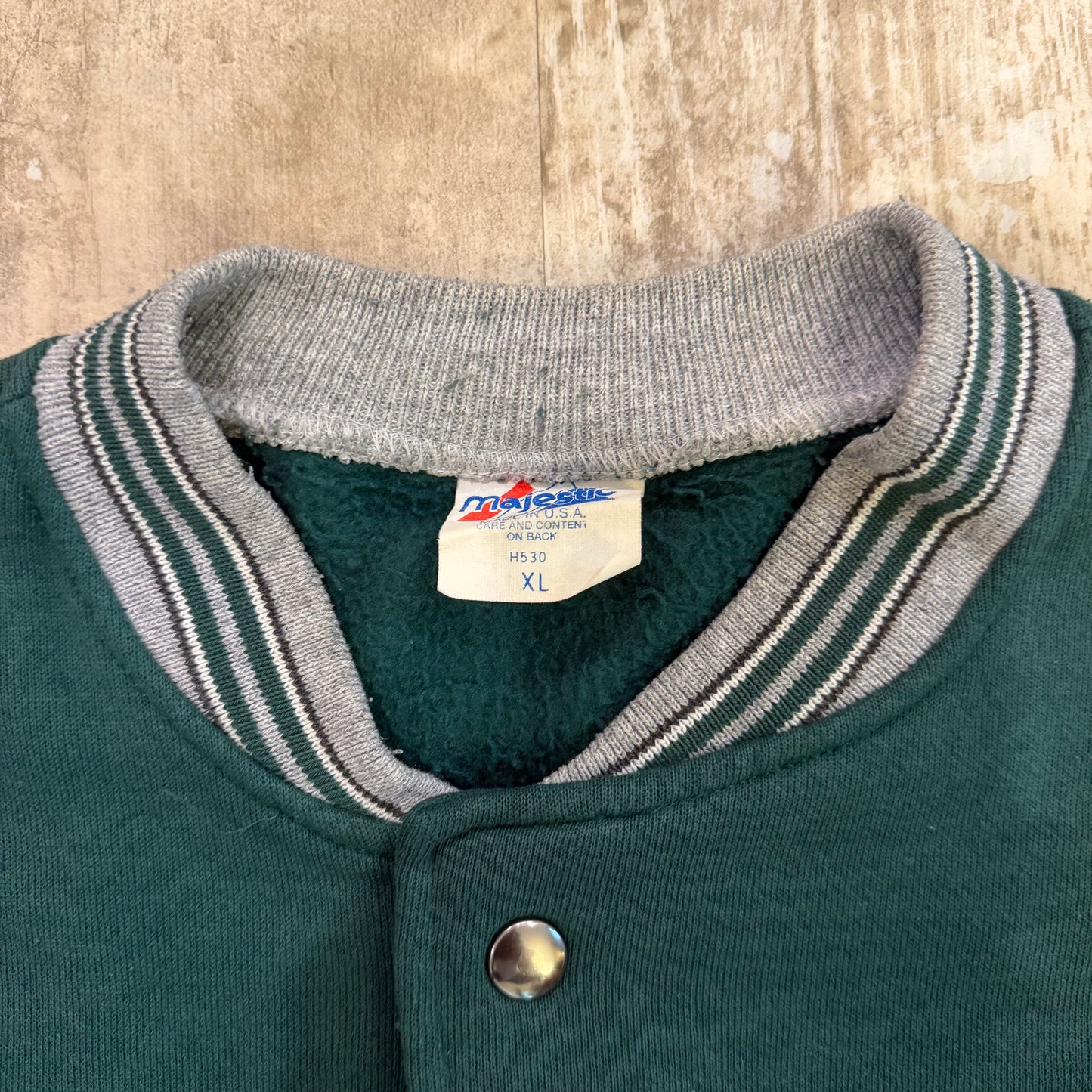 (L) Vintage 90s Majestic New York Jets Snap Varsity Jacket