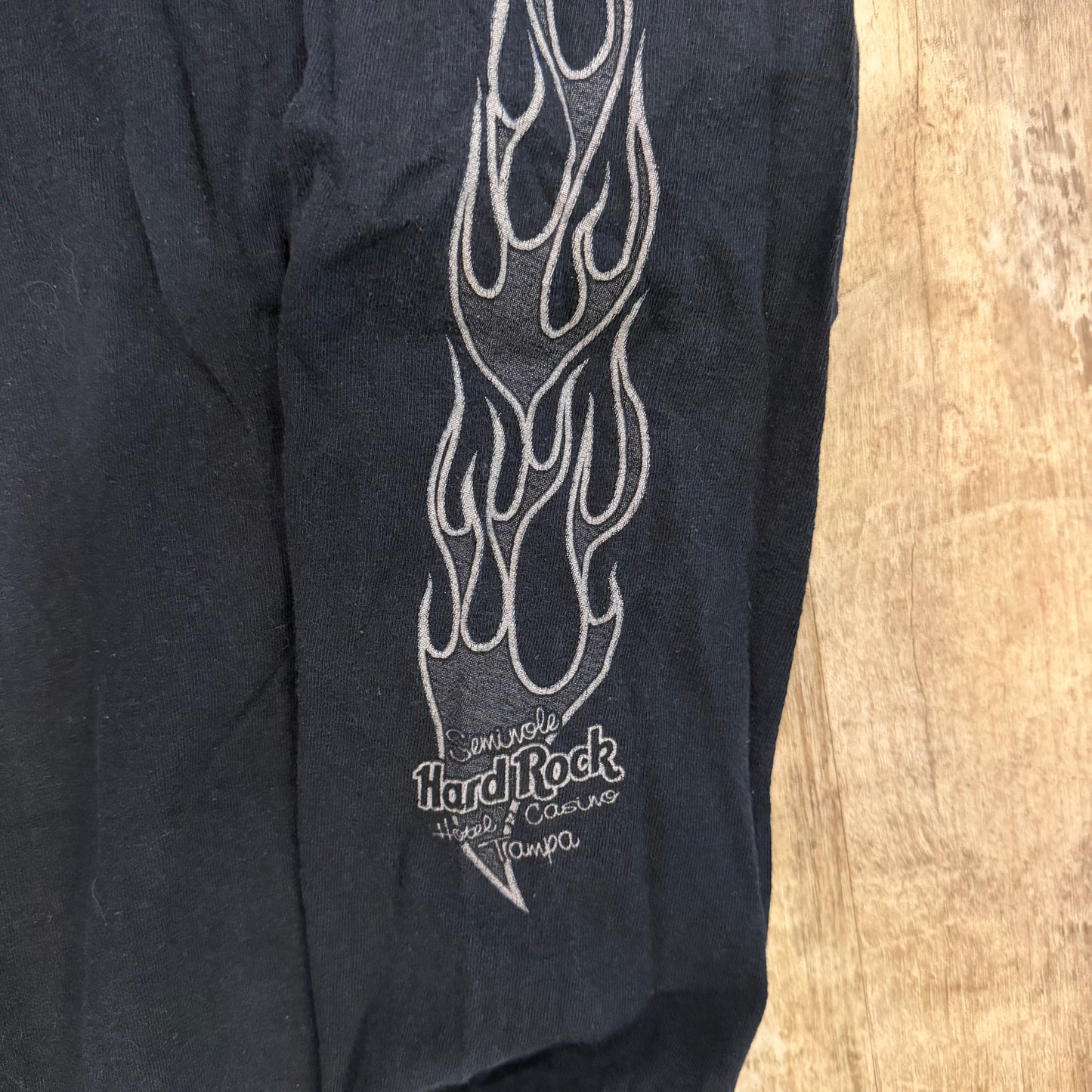 (L/XL) 2000s Hard Rock Casino Tampa Biker Long Sleeve Flames Shirt