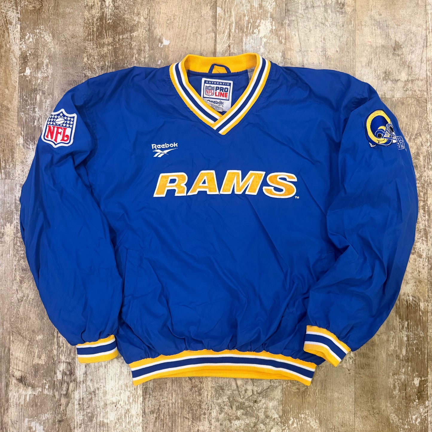(L) Vintage 1990s Reebok LA Rams Pullover Windbreaker