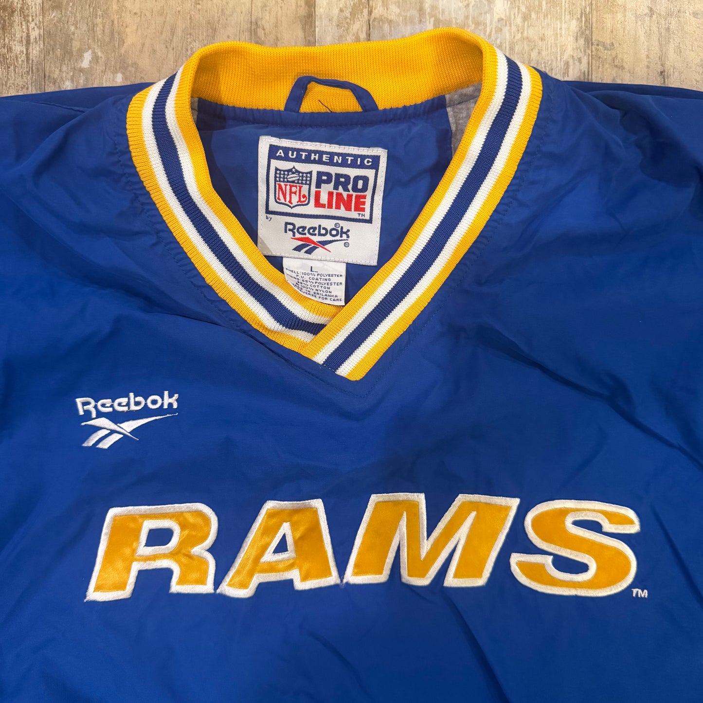 (L) Vintage 1990s Reebok LA Rams Pullover Windbreaker