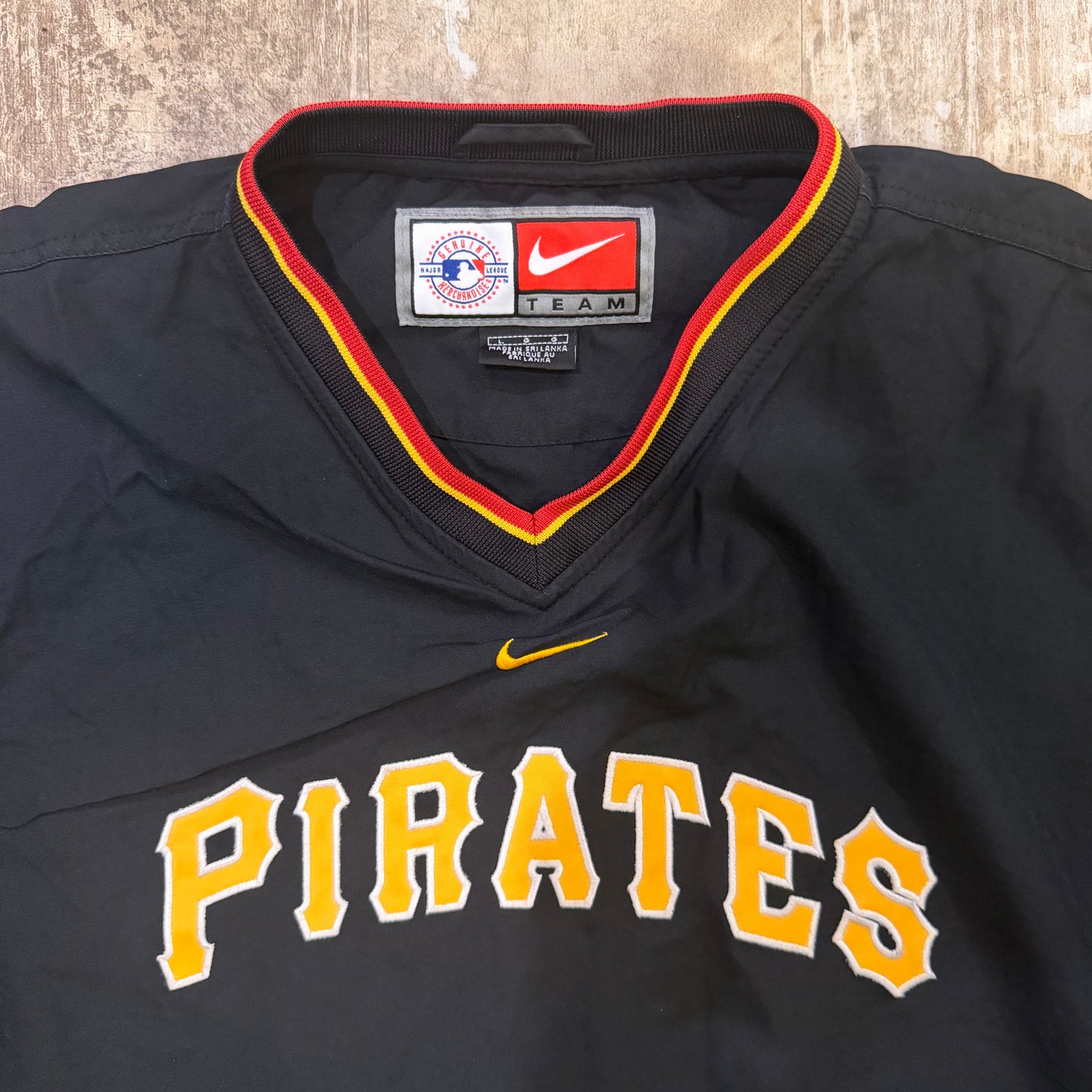(L/XL) Vintage 90s Nike Pittsburgh Pirates Center Swoosh Pullover Windbreaker