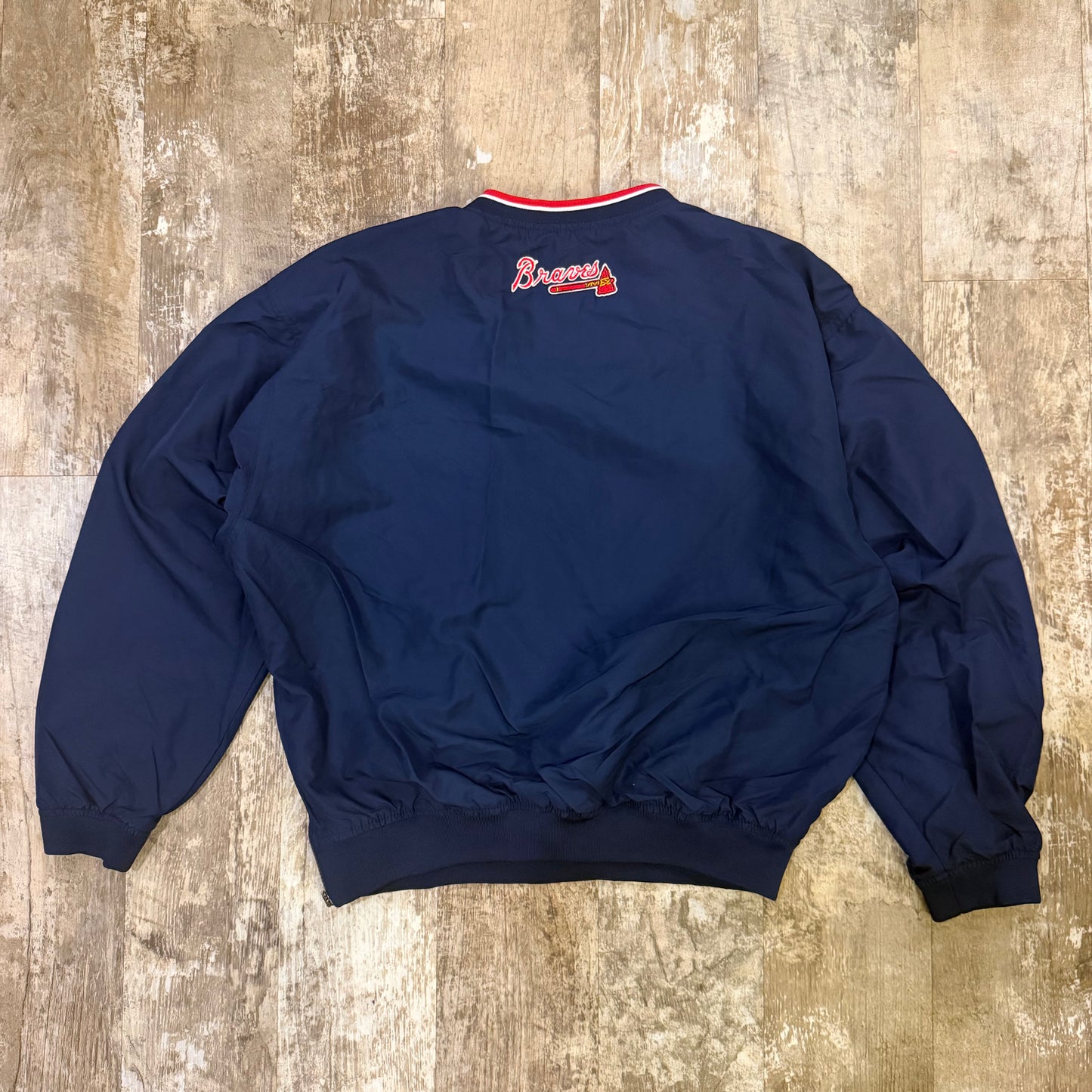 (M/L) Vintage 90s Nike Atlanta Braves Center Swoosh Pullover windbreaker