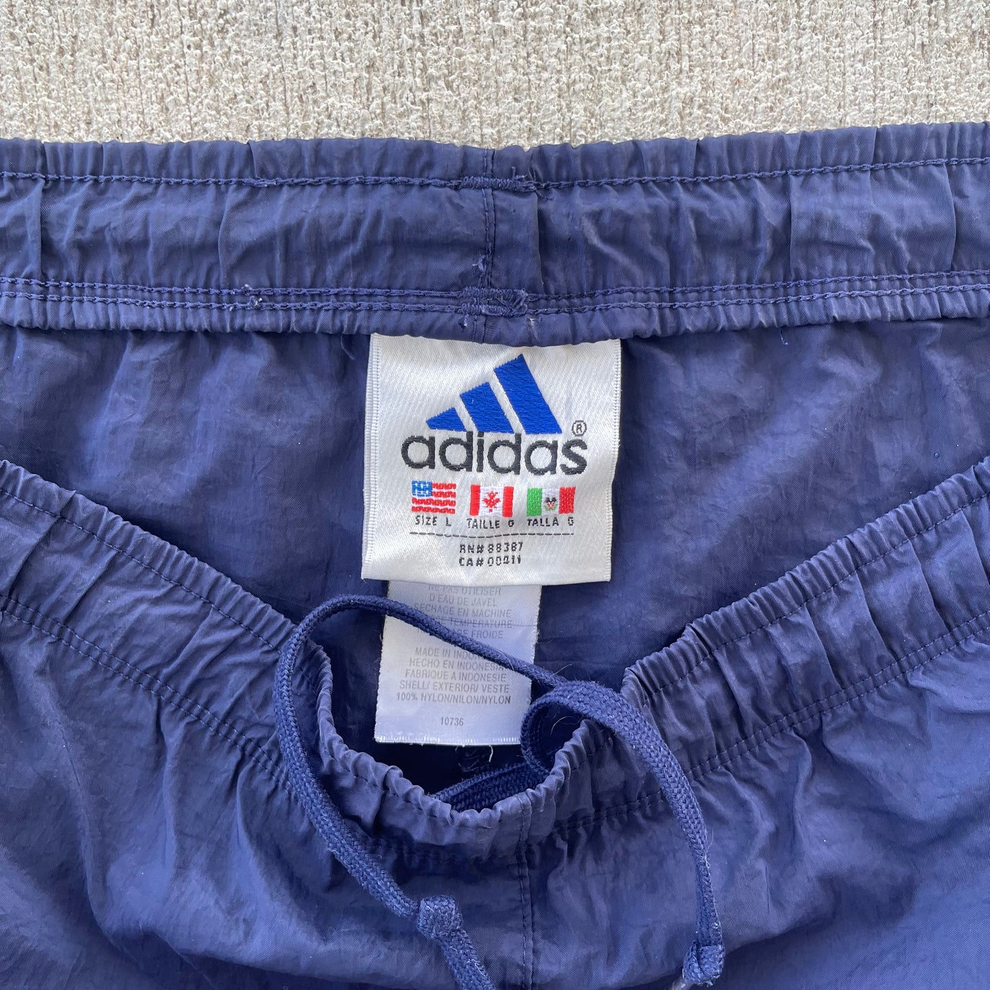 (L/XL) 90s Adidas Navy Blue Track Shorts