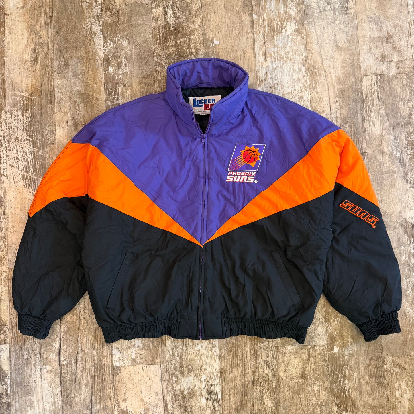 (L/XL) Vintage 1990s Phoenix Suns Locker Line NBA Puffer Jacket