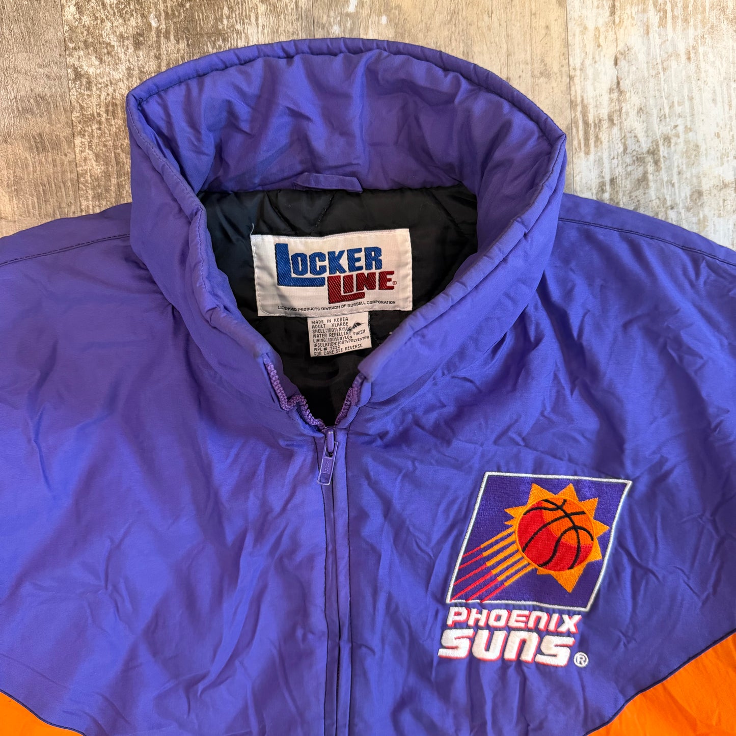 (L/XL) Vintage 1990s Phoenix Suns Locker Line NBA Puffer Jacket