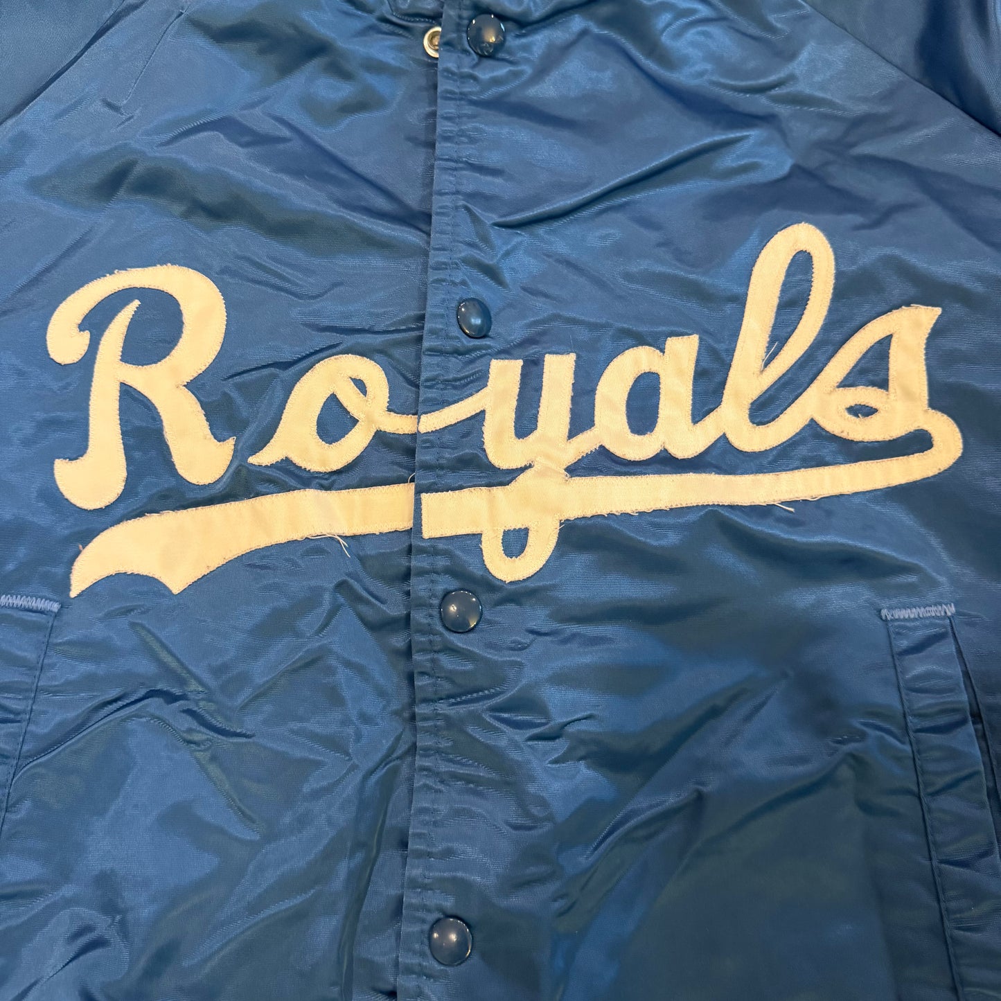 (S) 1980s Chalk Line KC Royals MLB Satin Bomber Jacket