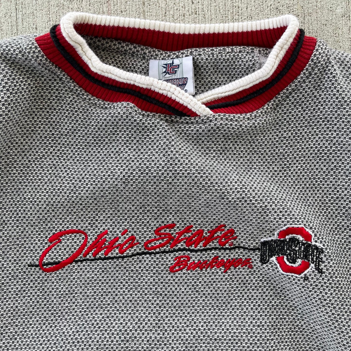 (M/L) 90s Ohio State Buckeyes Waffle Knit Crewneck