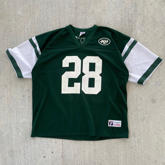 (XL) 90s New York Jets 'Curtis Martin' Cropped Fit Football Jersey