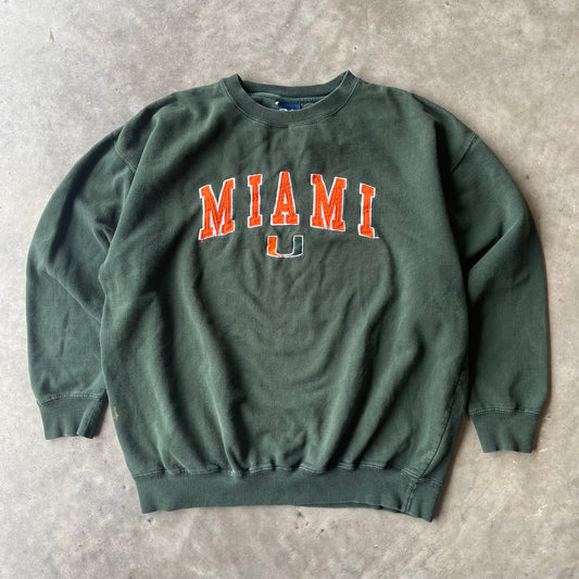 (XL) 00s University of Miami Hurricanes Embroidered Crewneck