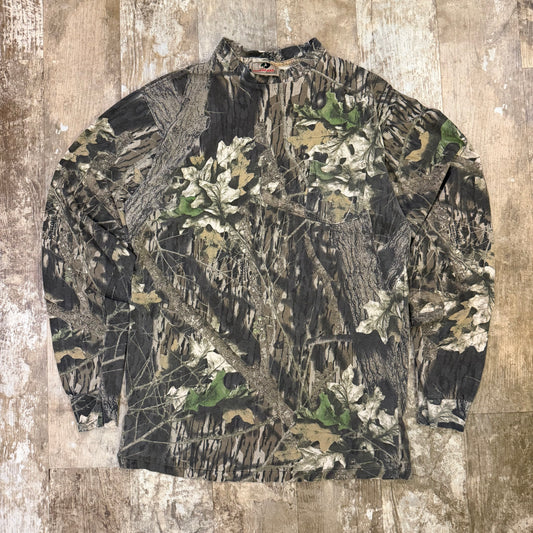 (L) Vintage 00s Mossy Oak Hunting Camo Long Sleeve Shirt