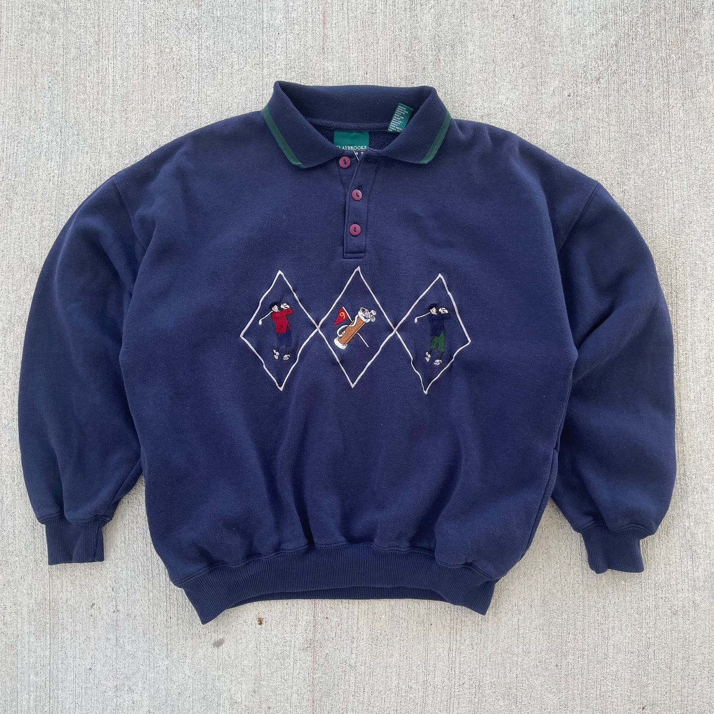 (M) 90s Golf Collared Sweater