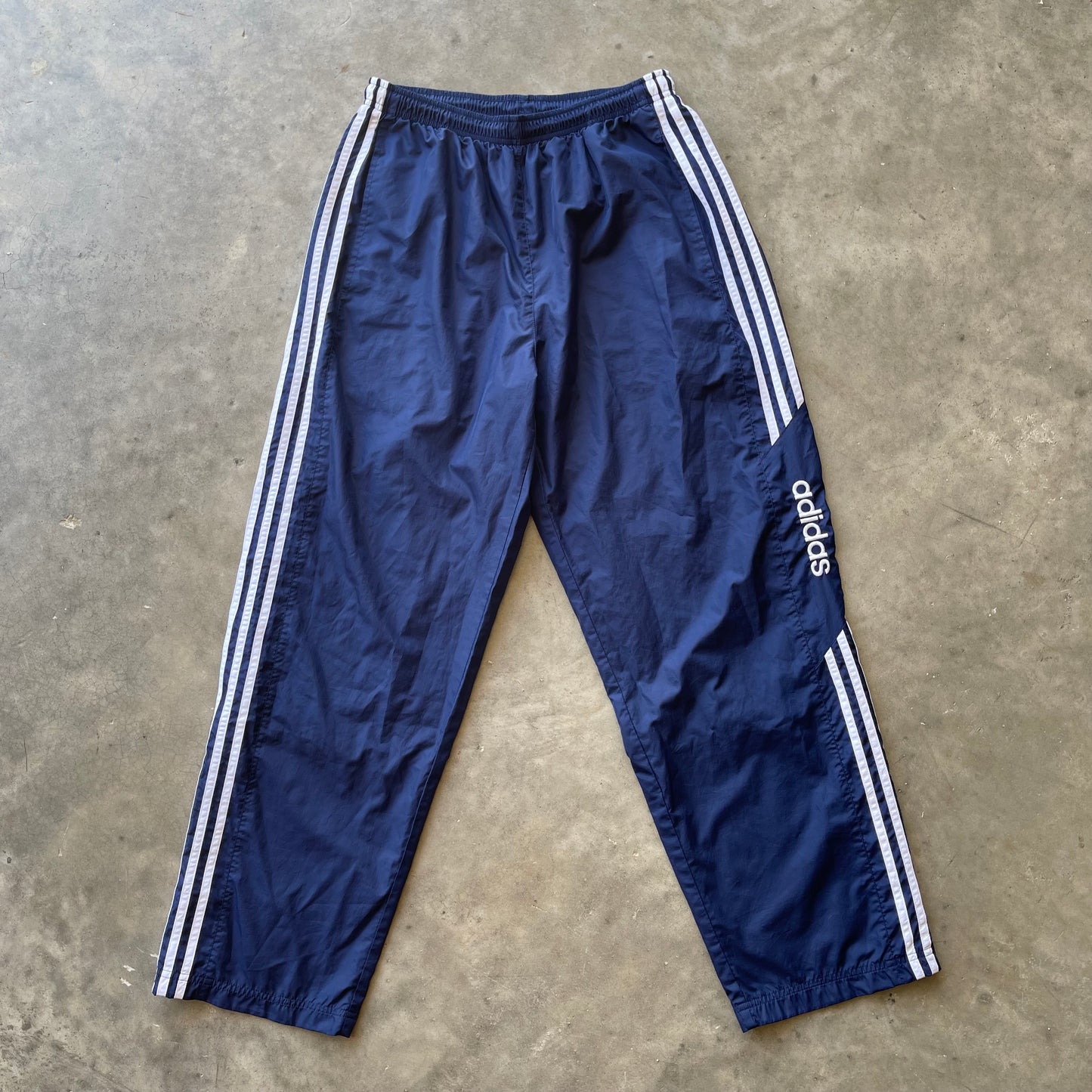 (L) 00s Adidas Navy Blue Straight Leg Spell Out Track Pants