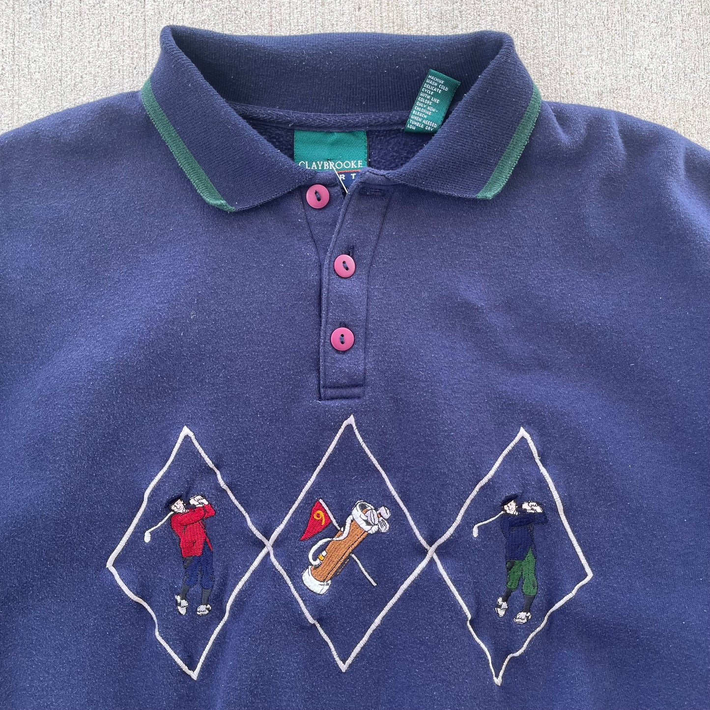 (M) 90s Golf Collared Sweater