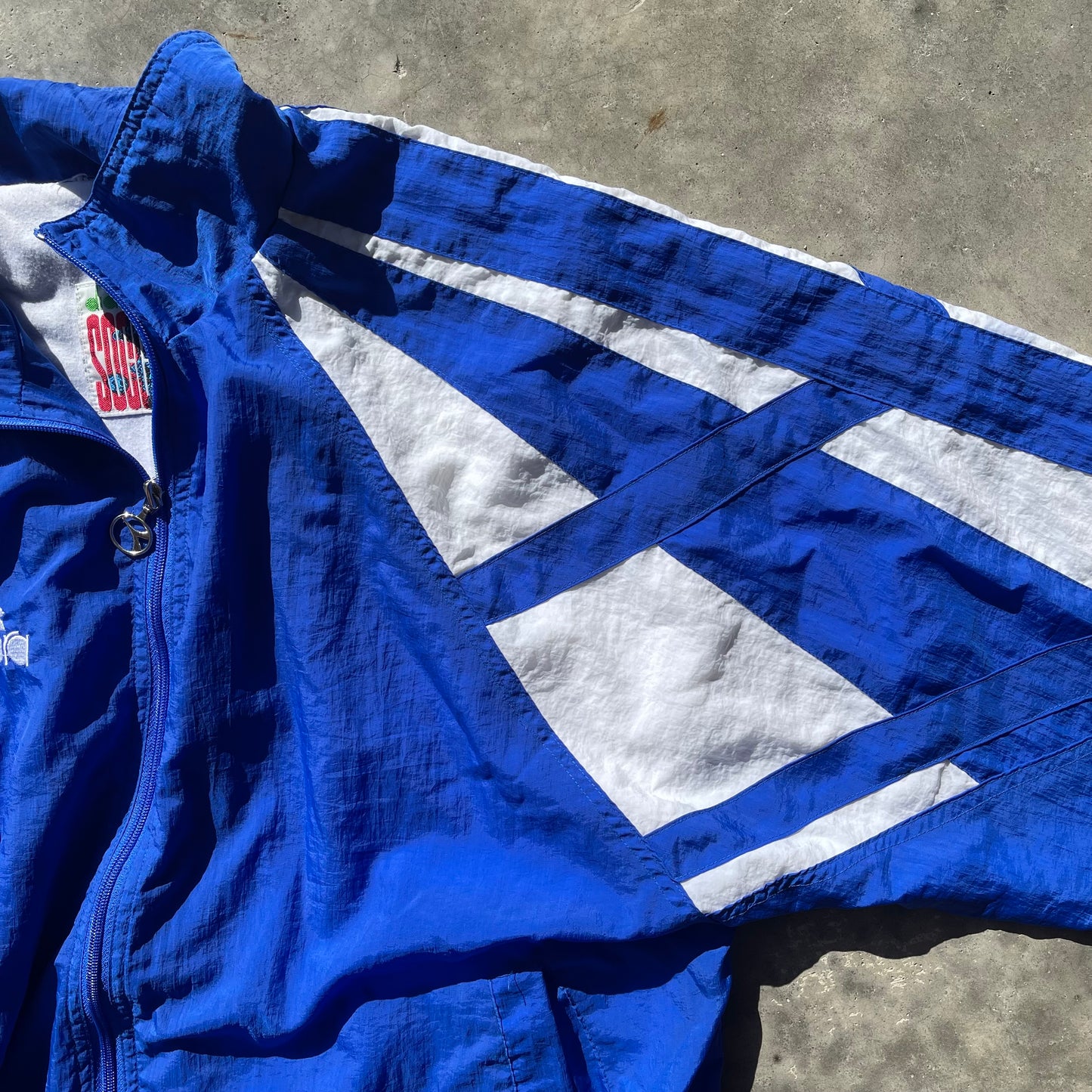 (L/XL) 90s Diadora Blue Soccer Windbreaker Jacket