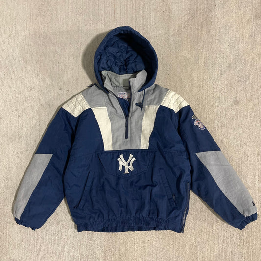 (S/M) 90s New York Yankees Pullover Puffer Jacket