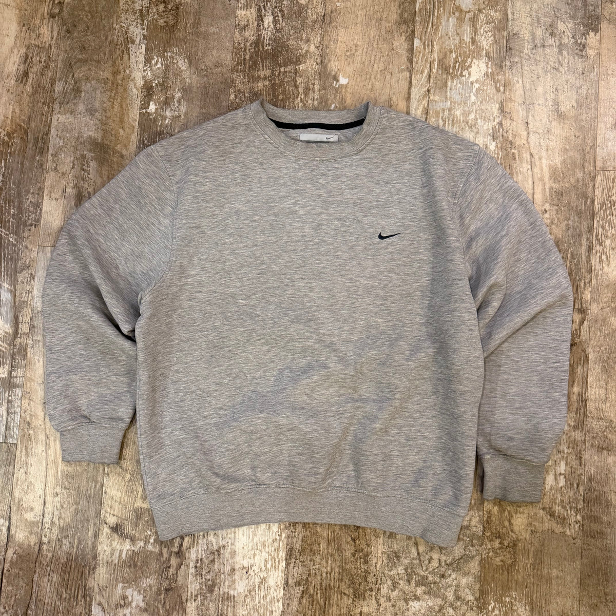 (L) Vintage 2000s Y2K Nike Mini Swoosh Gray Crewneck