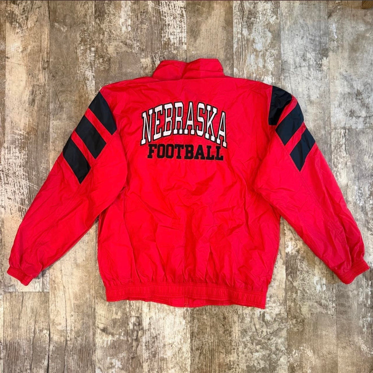 (L) Vintage 90s Adidas Nebraska Huskers Football Windbreaker Jacket