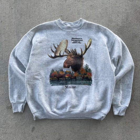 (M/L) 90s Moose Nature in Maine Crewneck