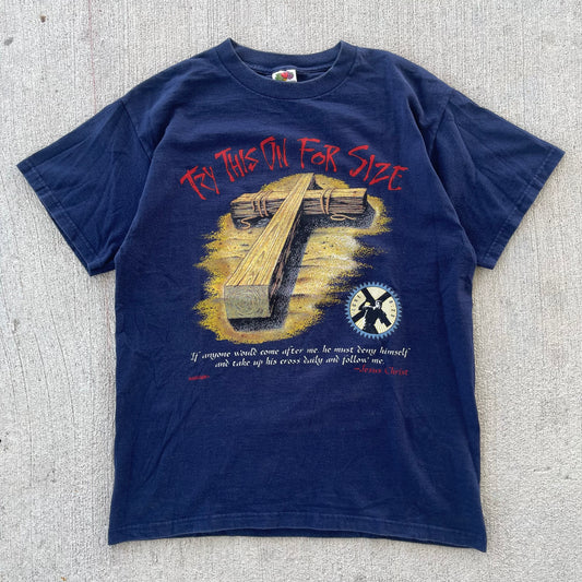 (M) 90s "Try This On For Size" Cross Jesus Tee