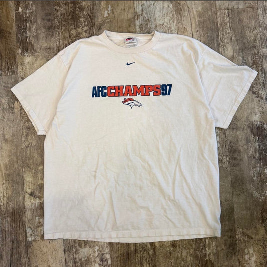 (XL) Vintage 1997 Denver Broncos AFC Champs Nike Center Swoosh Shirt