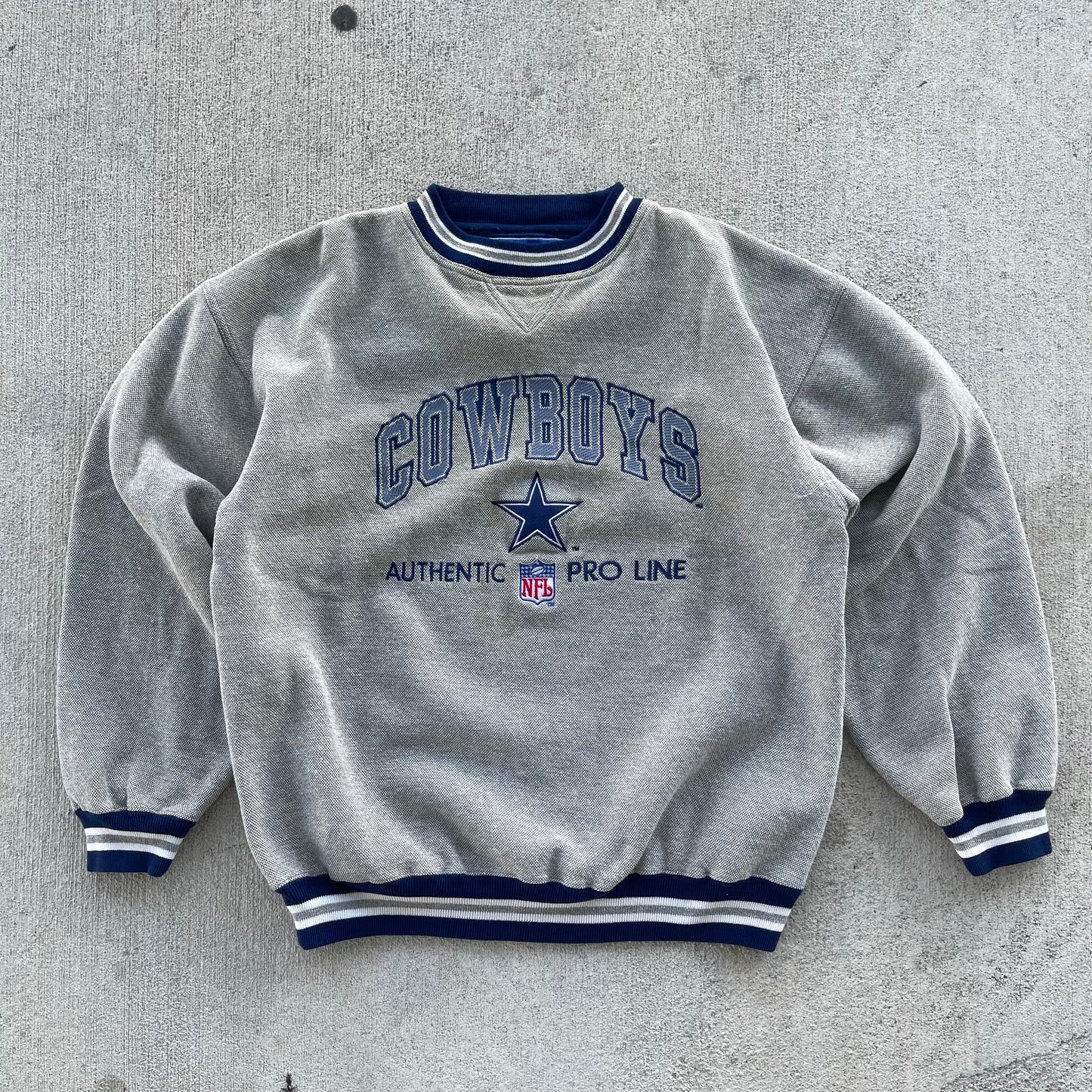 (L) 90s Dallas Cowboys Waffle Knit Crewneck