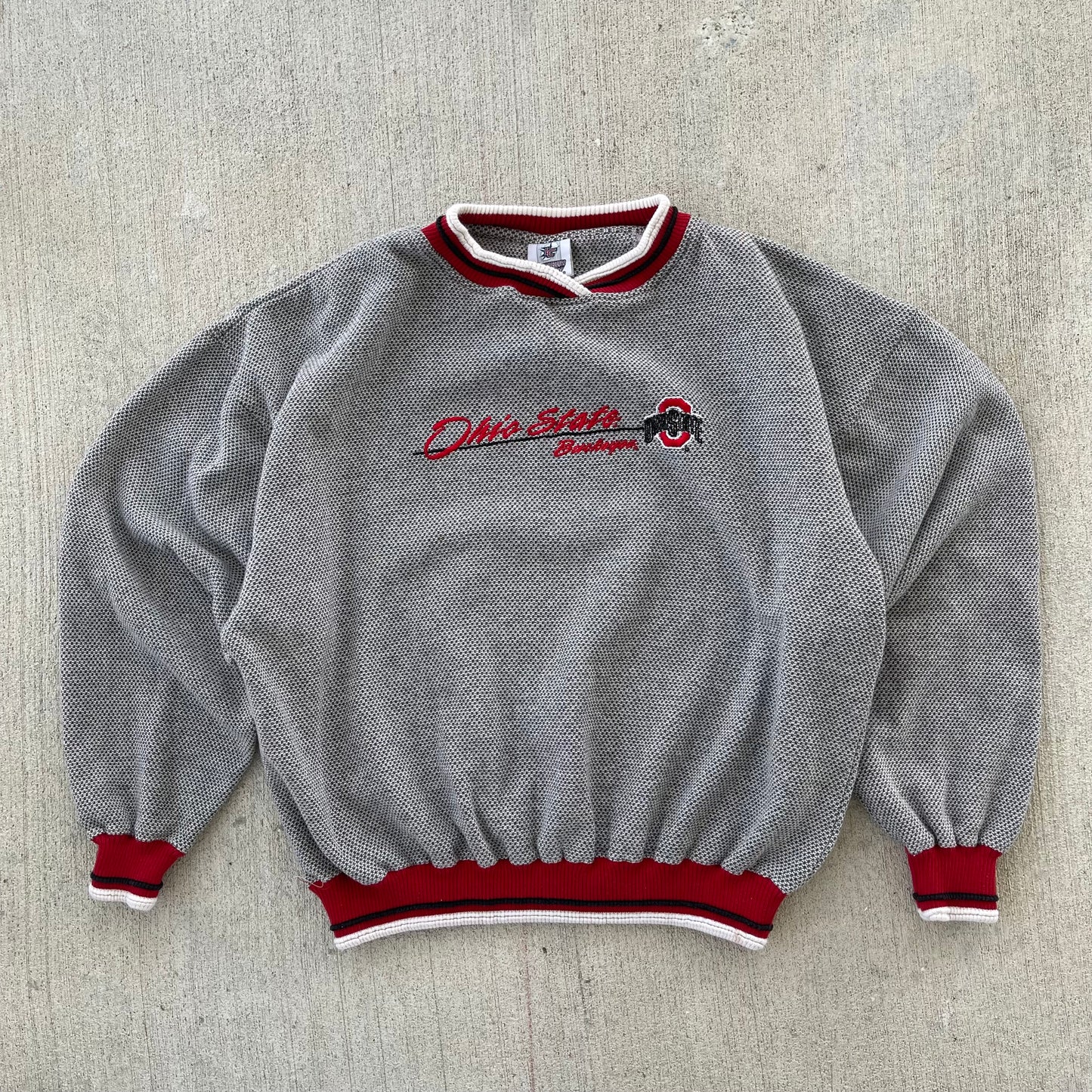 (M/L) 90s Ohio State Buckeyes Waffle Knit Crewneck